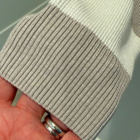 Cyrus Women's Open Front Cardigan Sweater - Cream and Brown Stripes size small - Picture 3 of 9